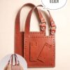 Фурнитура для вязаной или плетеной сумки ручки+деталь квадрат, коричневый.